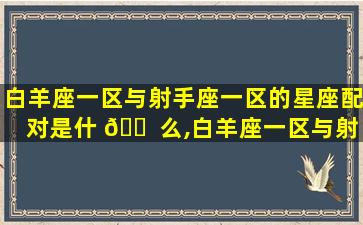 白羊座一区与射手座一区的星座配对是什 🐠 么,白羊座一区与射手 🍁 座一区的星座配对是什么关系